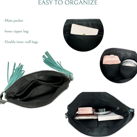 Versatile Black PU Leather Crossbody Handbag - Perfect for Day & Night Events - Picture 3 of 7